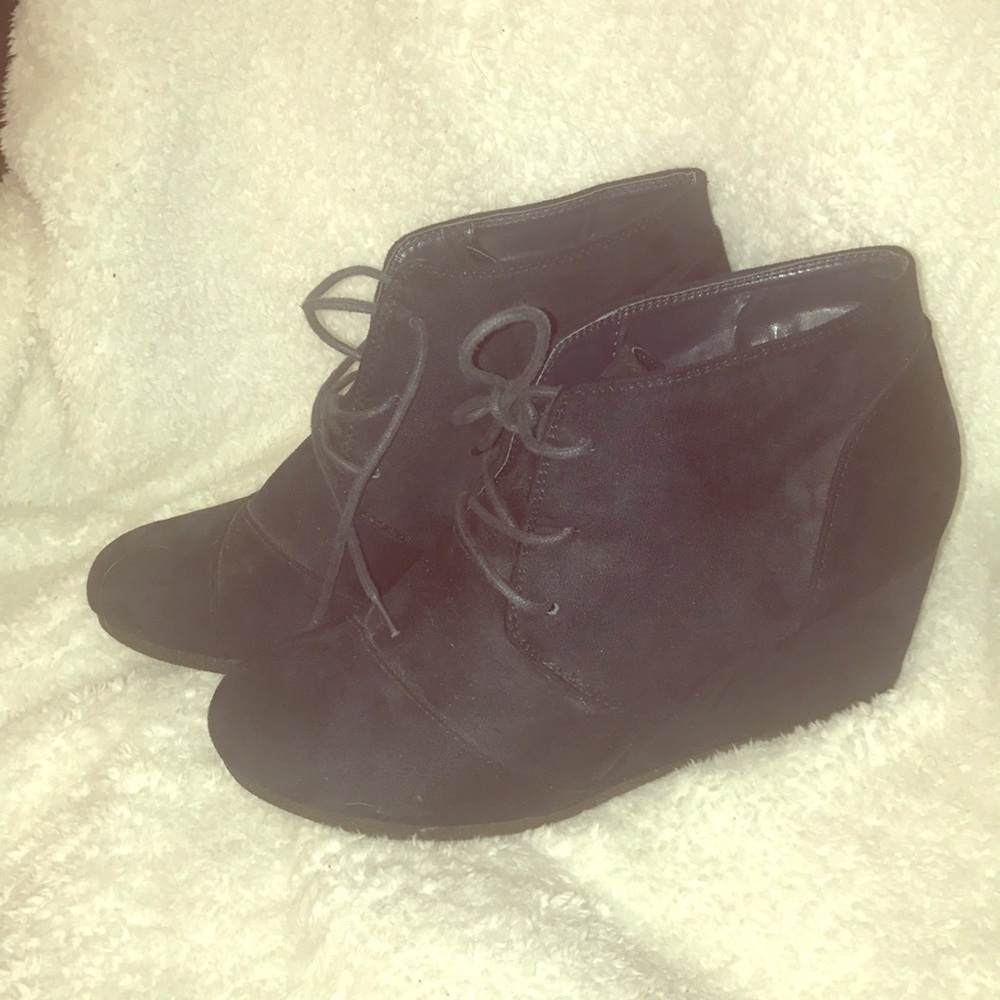Navy Wedge Ankle Booties